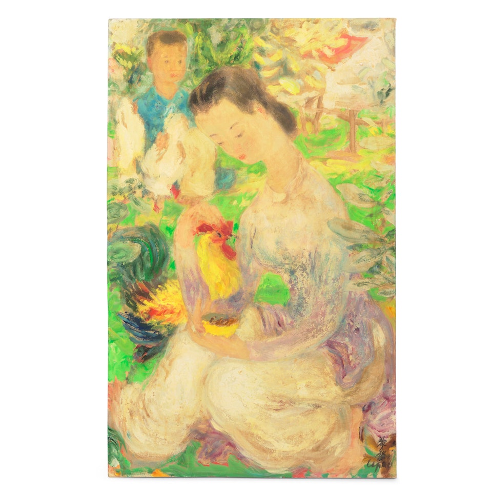 Jeune femme au coq by Le Pho