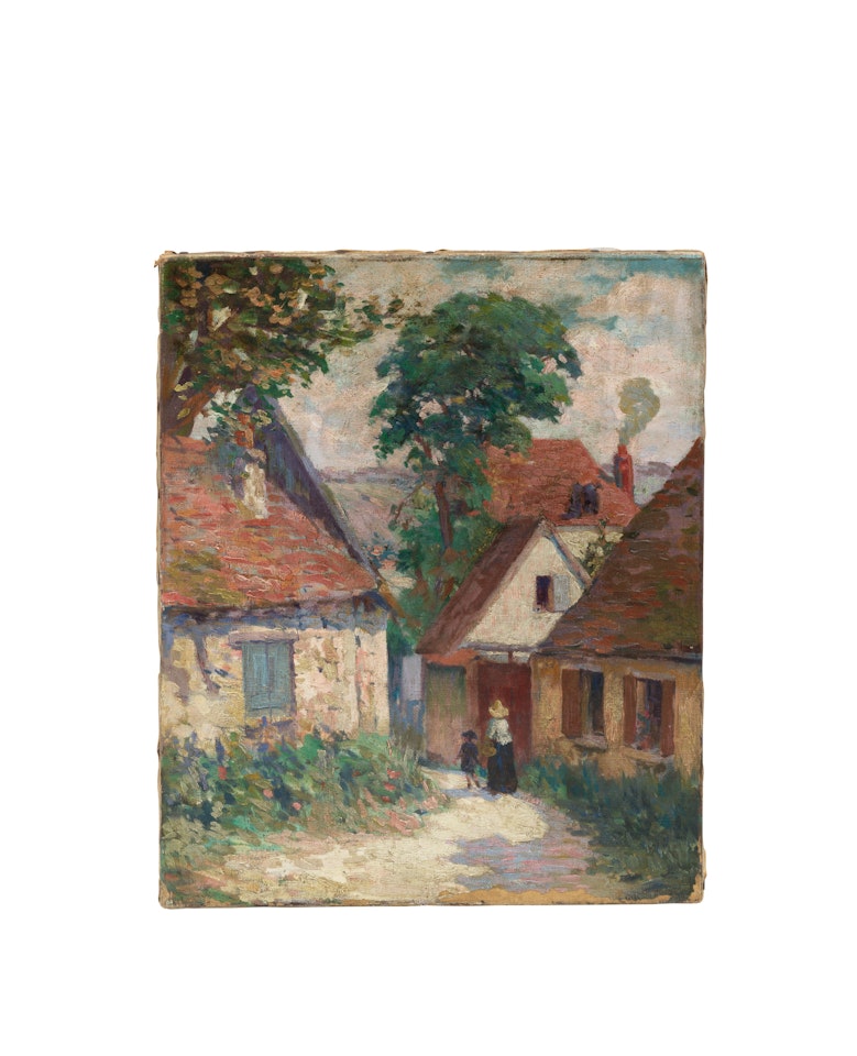 Deux silhouettes à l"entrée d"un village by Armand Guillaumin