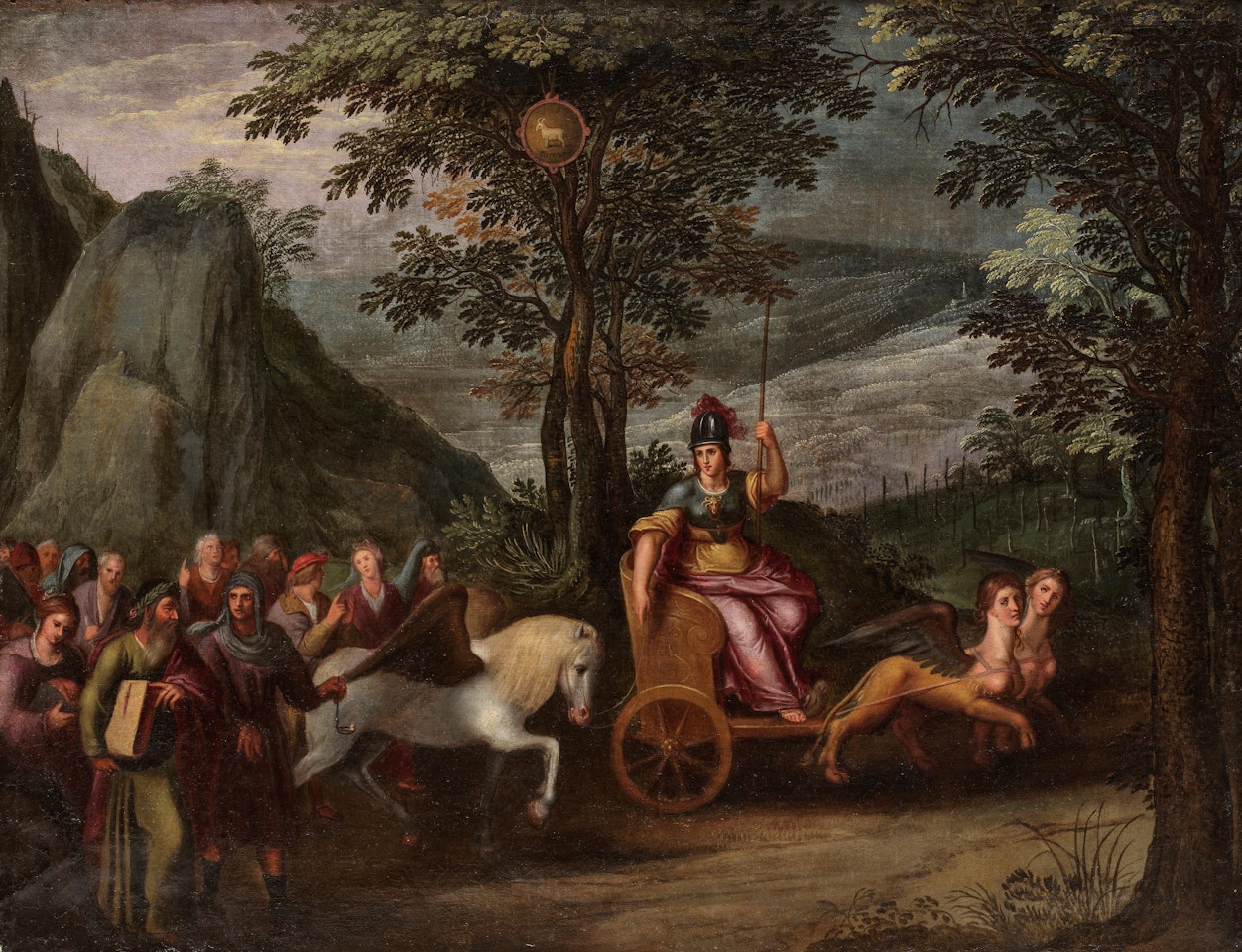 An allegory of the month of January with the triumph of Janus; and An allegory of the month of March with the triumph of Minerva by Flemish School