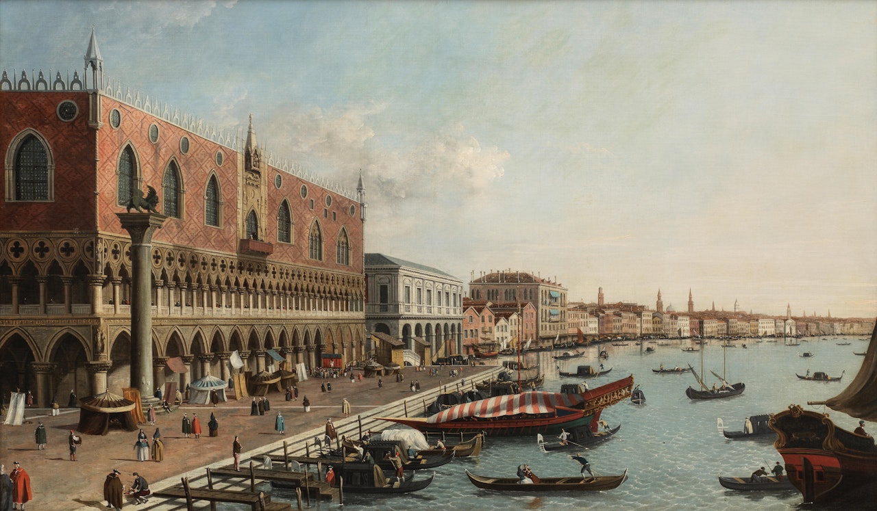 The Doge"s Palace, Venice, and the Riva degli Schiavoni: looking East by Follower of Canaletto