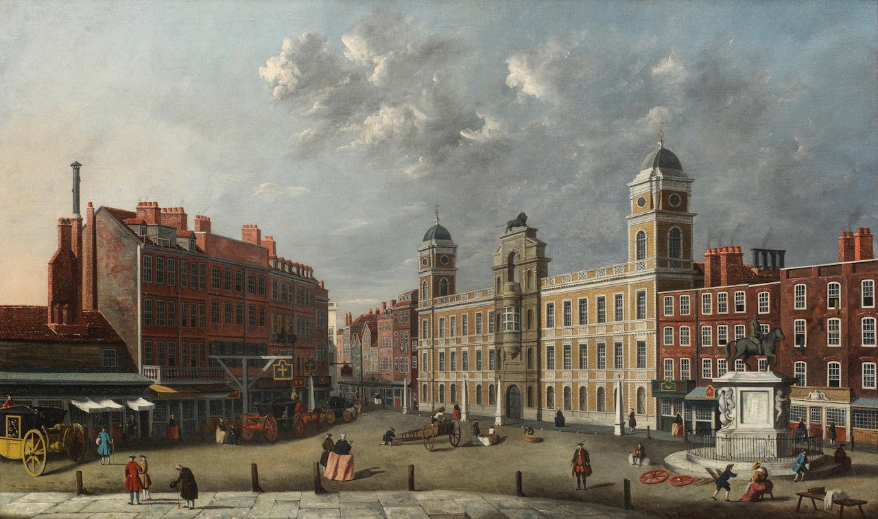 View of Charing Cross and Northumberland House, London by Follower of Canaletto