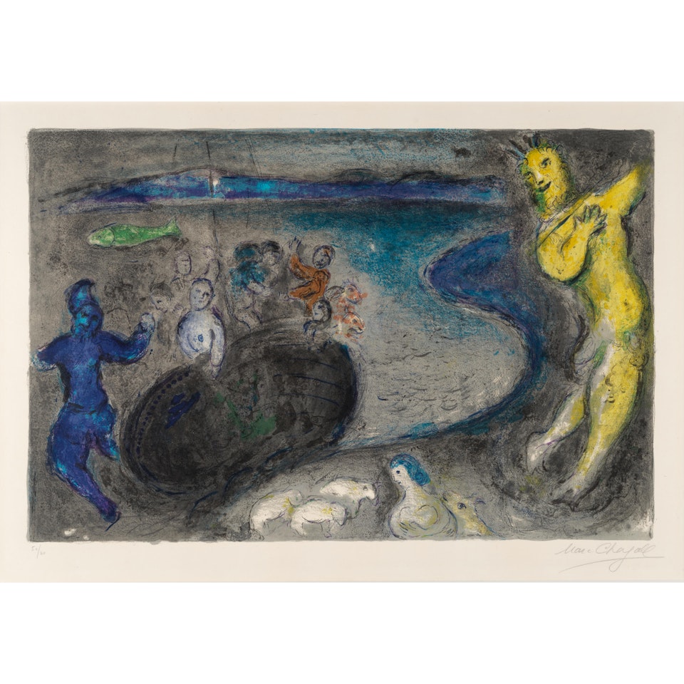 Le Songe du Capitaine Bryaxis (Captain Bryaxis"s Dream), from Daphnis et Chloé (Mourlot 238; Cramer bk. 46) by Marc Chagall