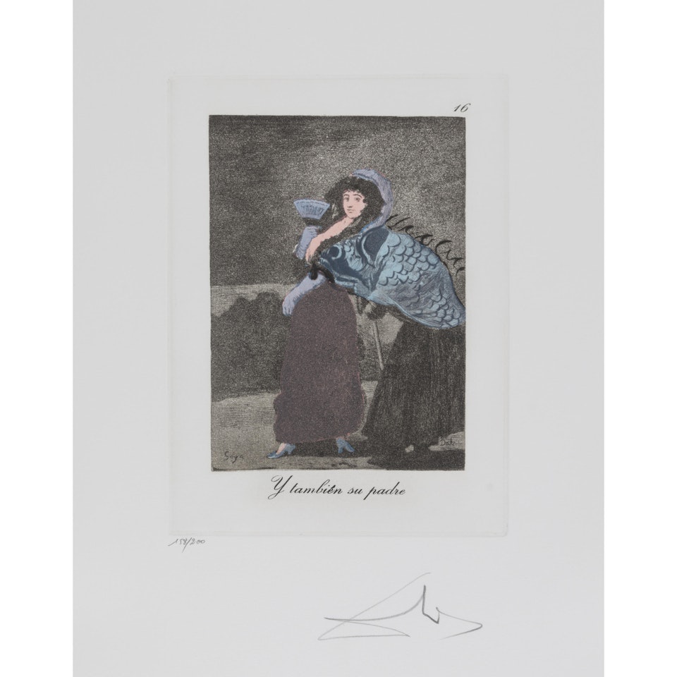 Y Tambien su padre, from Les Caprices de Goya; Dios la perdone: Y era su madre, from Los Caprichos by Salvador Dali