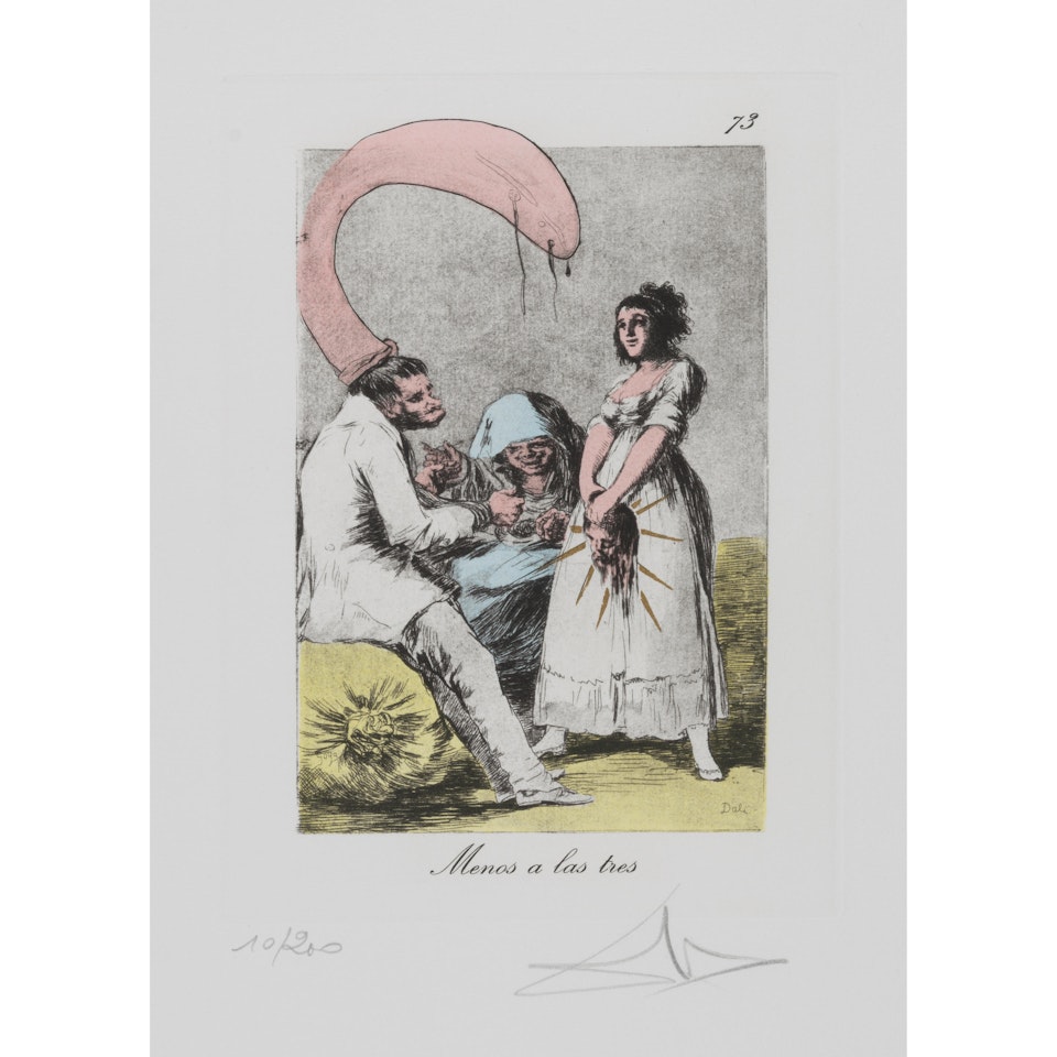Menos a las tres, from Les Caprices de Goya; Mejor es holgar, from Los Caprichos, by Francisco Goya (2 works) (Field 77-3-28; Harris 108) by Salvador Dali