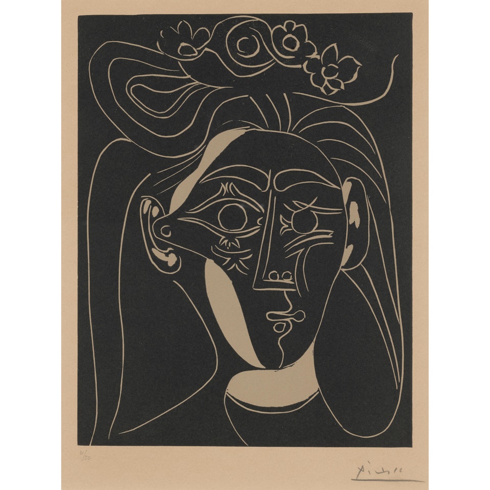 Femme au Chapeau à Fleurs (Bloch 1076, Baer 1304) by Pablo Picasso