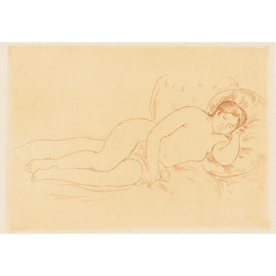 Femme nue couchée (tournée à droite) 2e planche (Delteil/Stella 14) by Pierre-Auguste Renoir