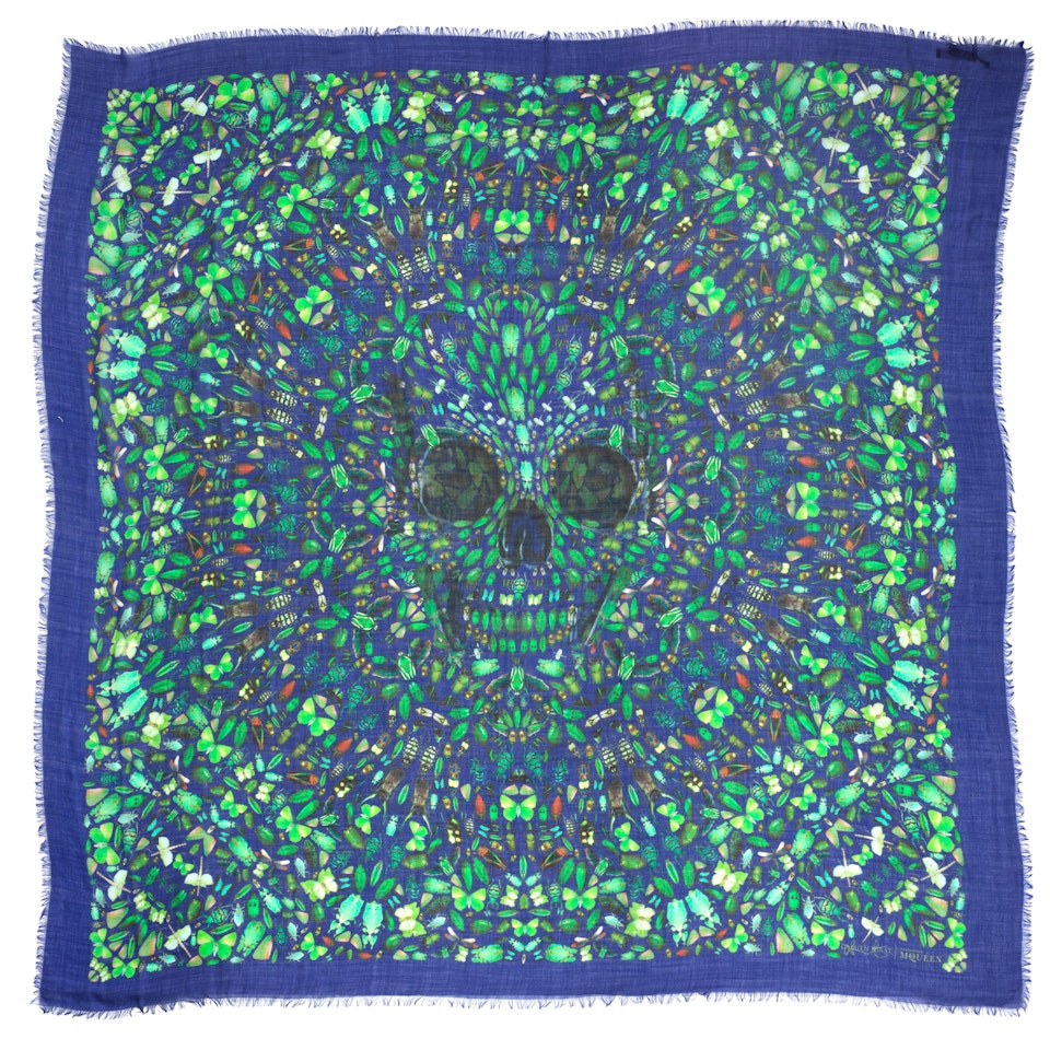 A "Typhon Skull" Large Cashmere Scarf by Damien Hirst