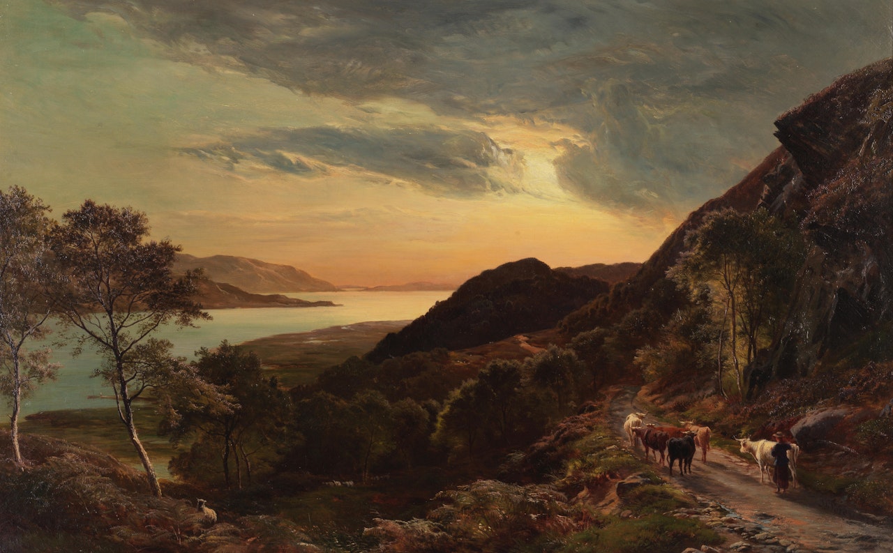 Sunset over the estuary by Sidney Richard Percy