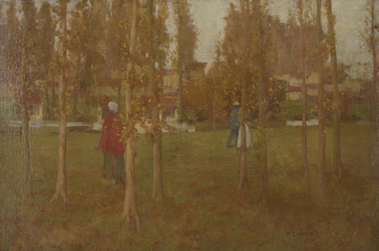 Figures amongst trees by David Gauld