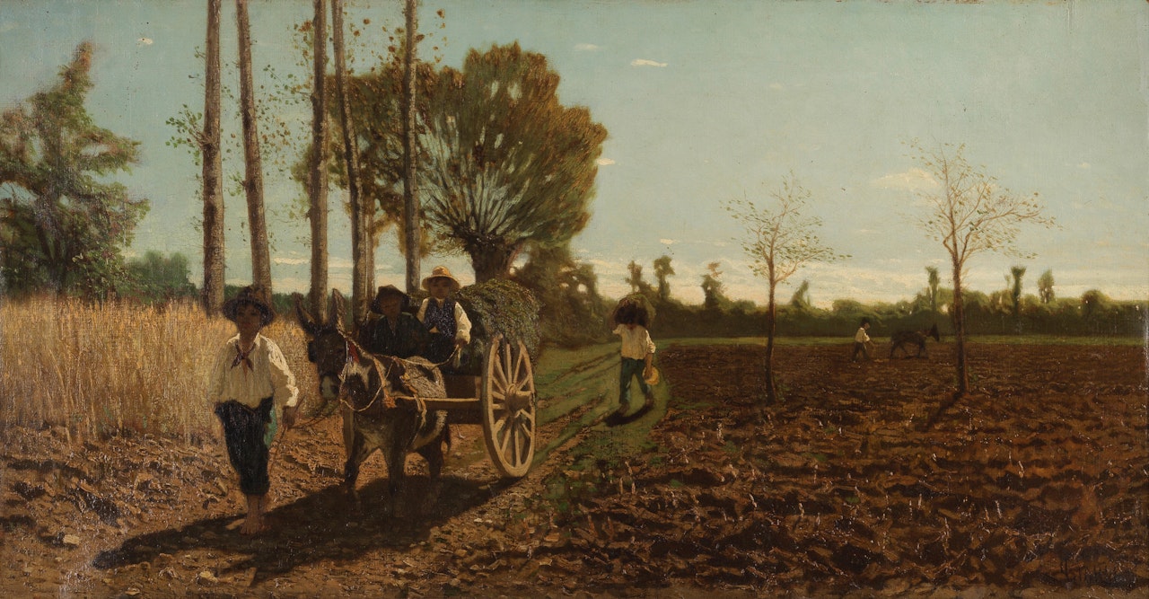 The donkey cart by Guglielmo Ciardi