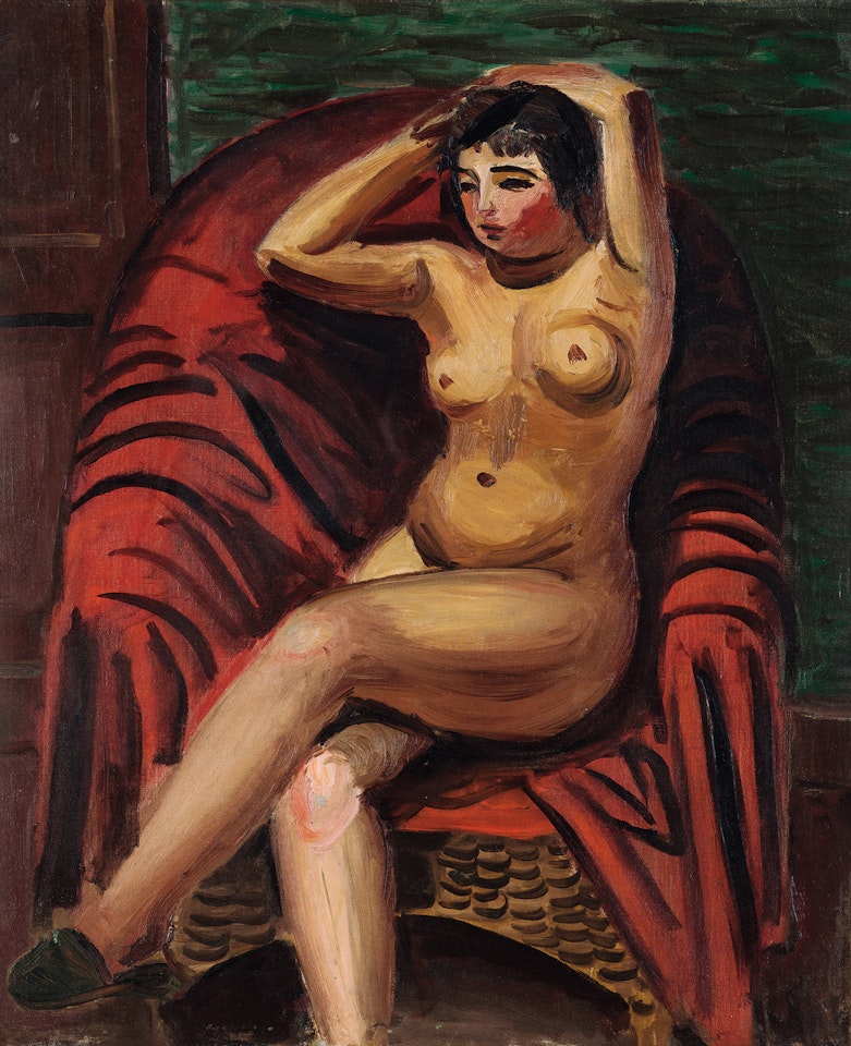 Nude Sitting in Rattan Chair by Zenzaburo Kojima