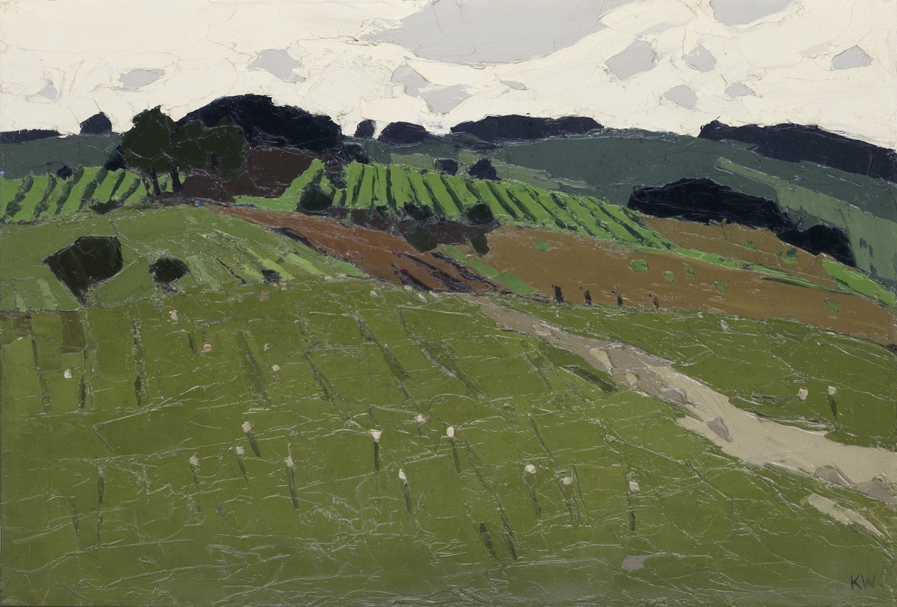 Fields at Thenac, Dordogne by Kyffin Williams