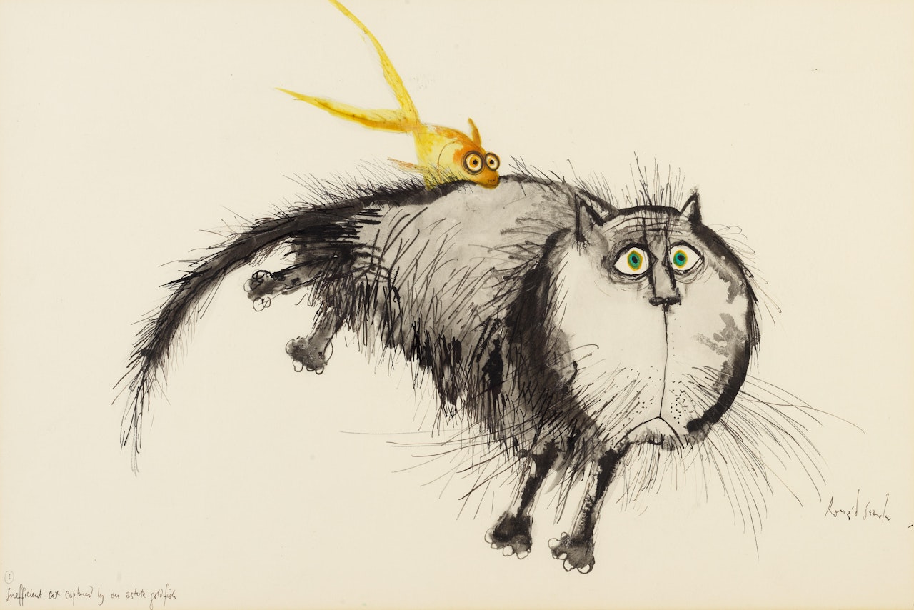 Inefficient Cat Captured by an Astute Goldfish by Ronald Searle