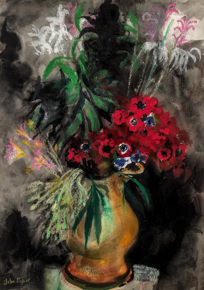 Anemones in a Yellow Jug by John Piper