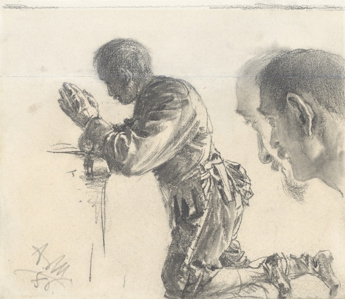 Study for the Gouache ”Sämtlich nicht bei der Sache” by Adolph Menzel