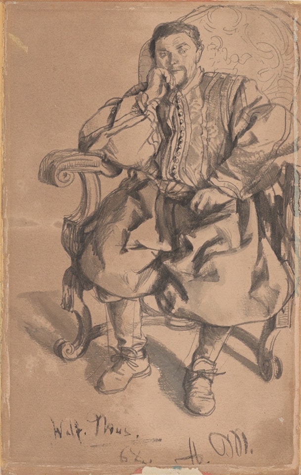Man in Historical Clothing on a Baroque Armchair by Adolph Menzel
