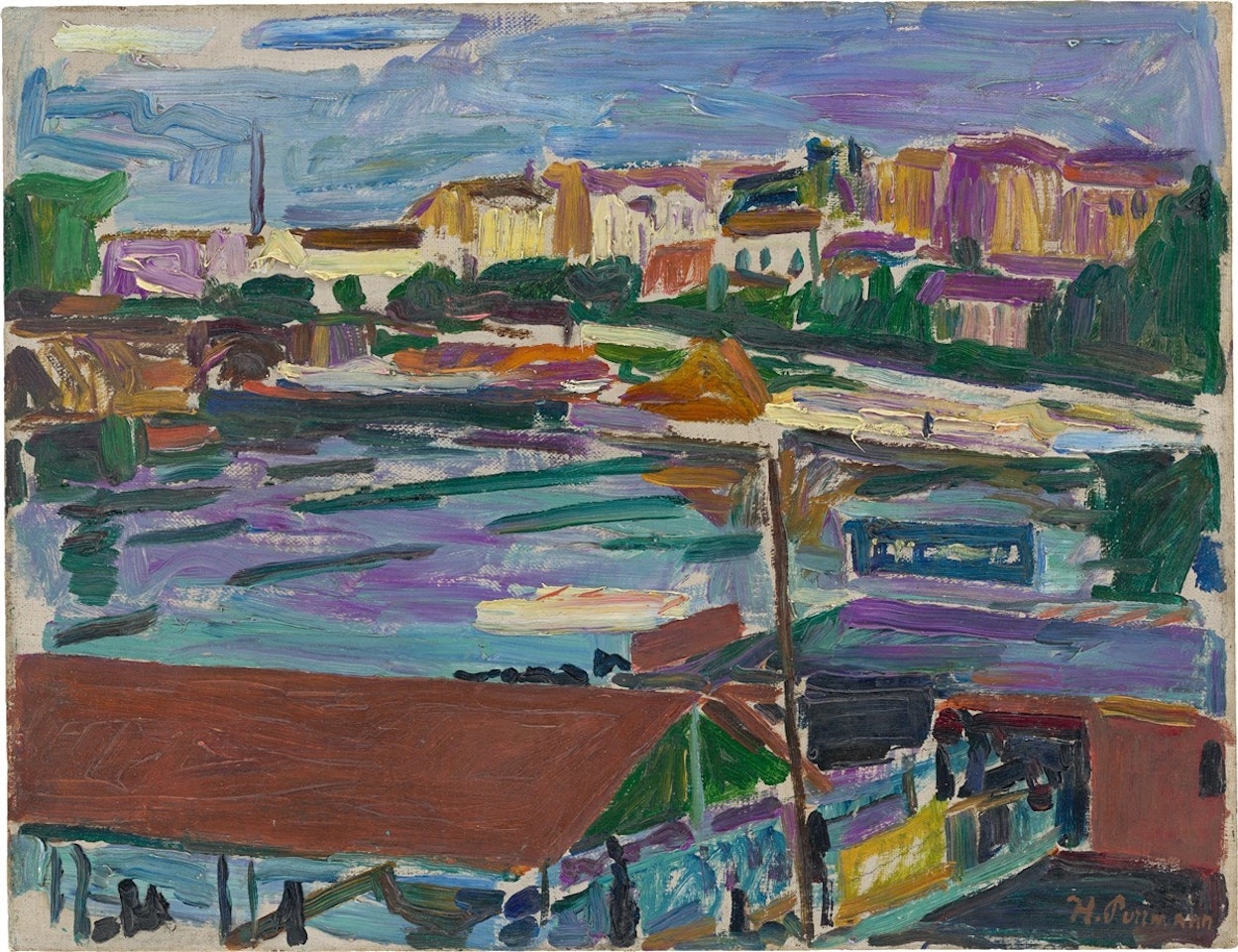 ”Industriehafen an der Seine (?)” by Hans Purrmann