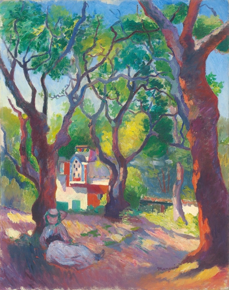 ”Jeanne près du pigeonnier de la ville Demière à Saint-Tropez” by Henri Manguin