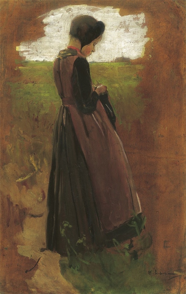 ”Mädchen aus Laren, stehend nach rechts” by Max Liebermann