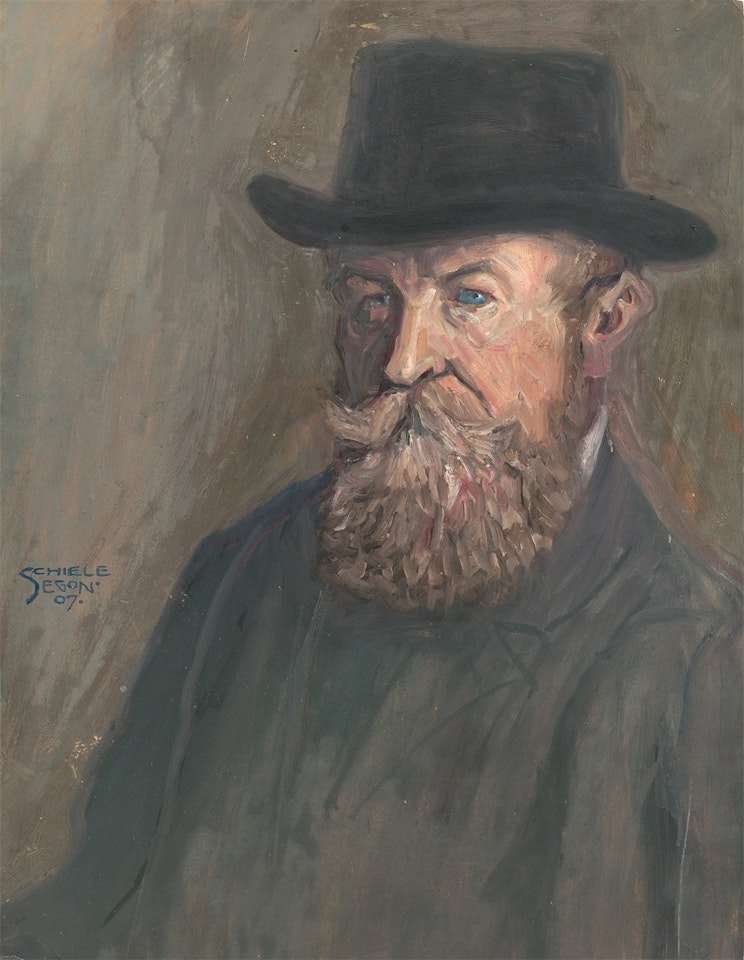 ”Portrait of a Man with Beard and Hat” by Egon Schiele