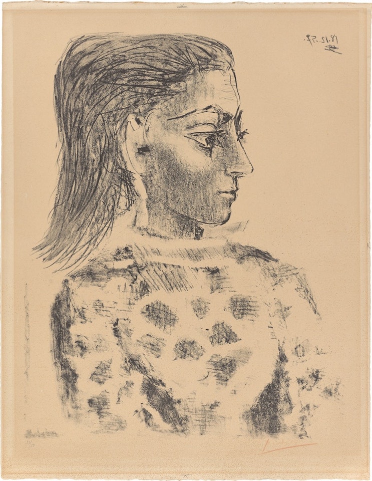 ”Buste au corsage à carreaux” by Pablo Picasso