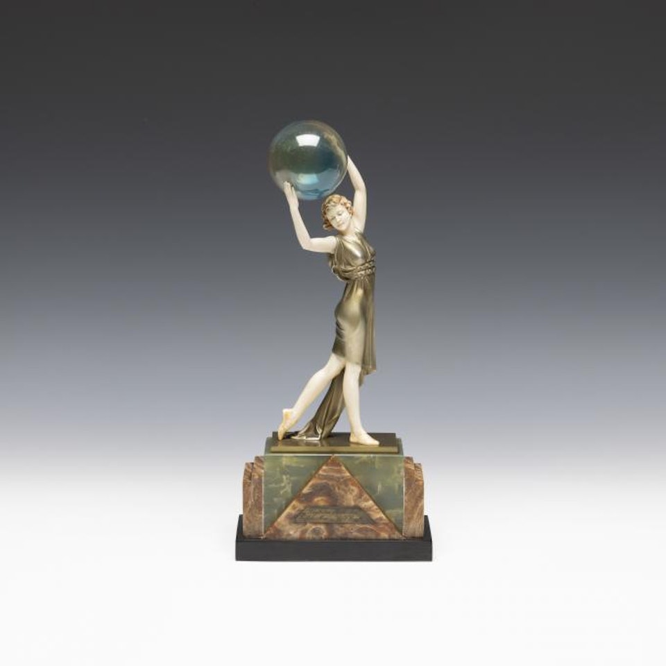 IVORY & BRONZE SCULPTURE "LIGHTER THAN AIR" by Ferdinand Preiss