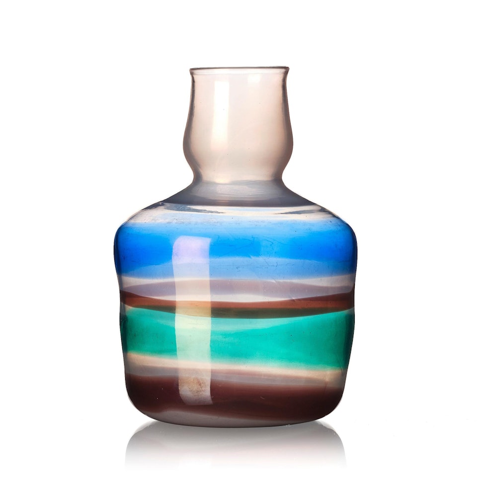 a rare "A fili e a fasce" glass vase, model no. 4561 by Carlo Scarpa