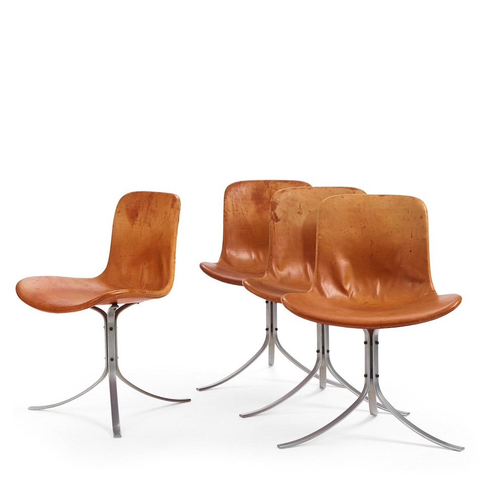 a set of four "PK9" chairs by Poul Kjaerholm