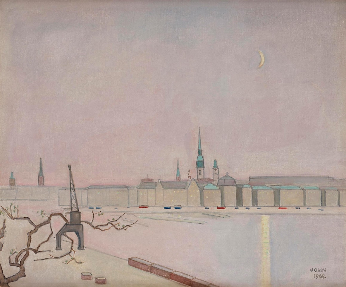View of Stockholm in moonlight by Einar Jolin