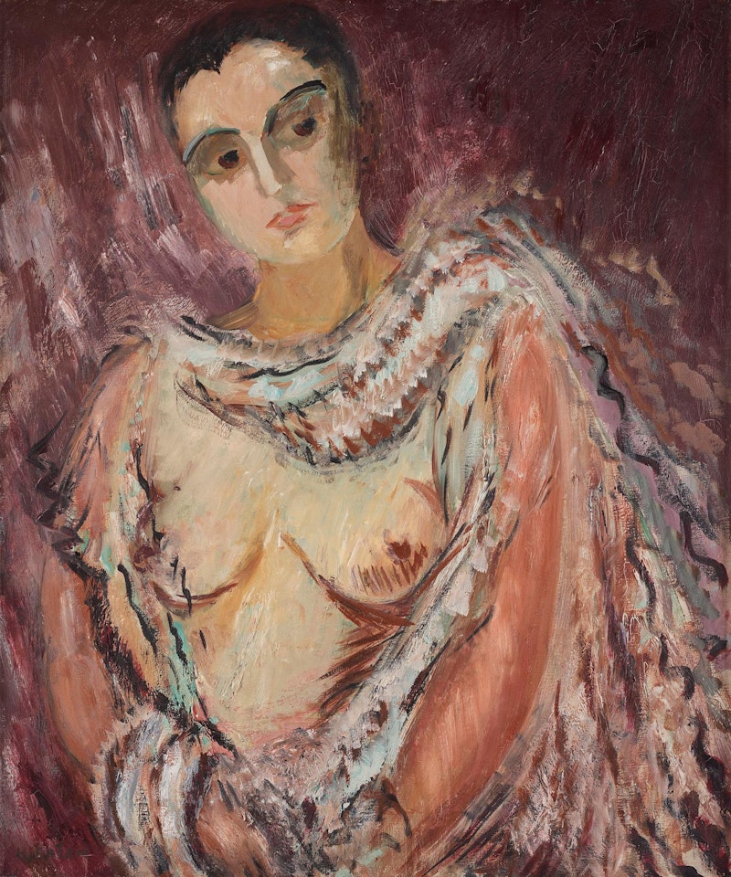 Model with tulle shawl by Sigrid Hjertén