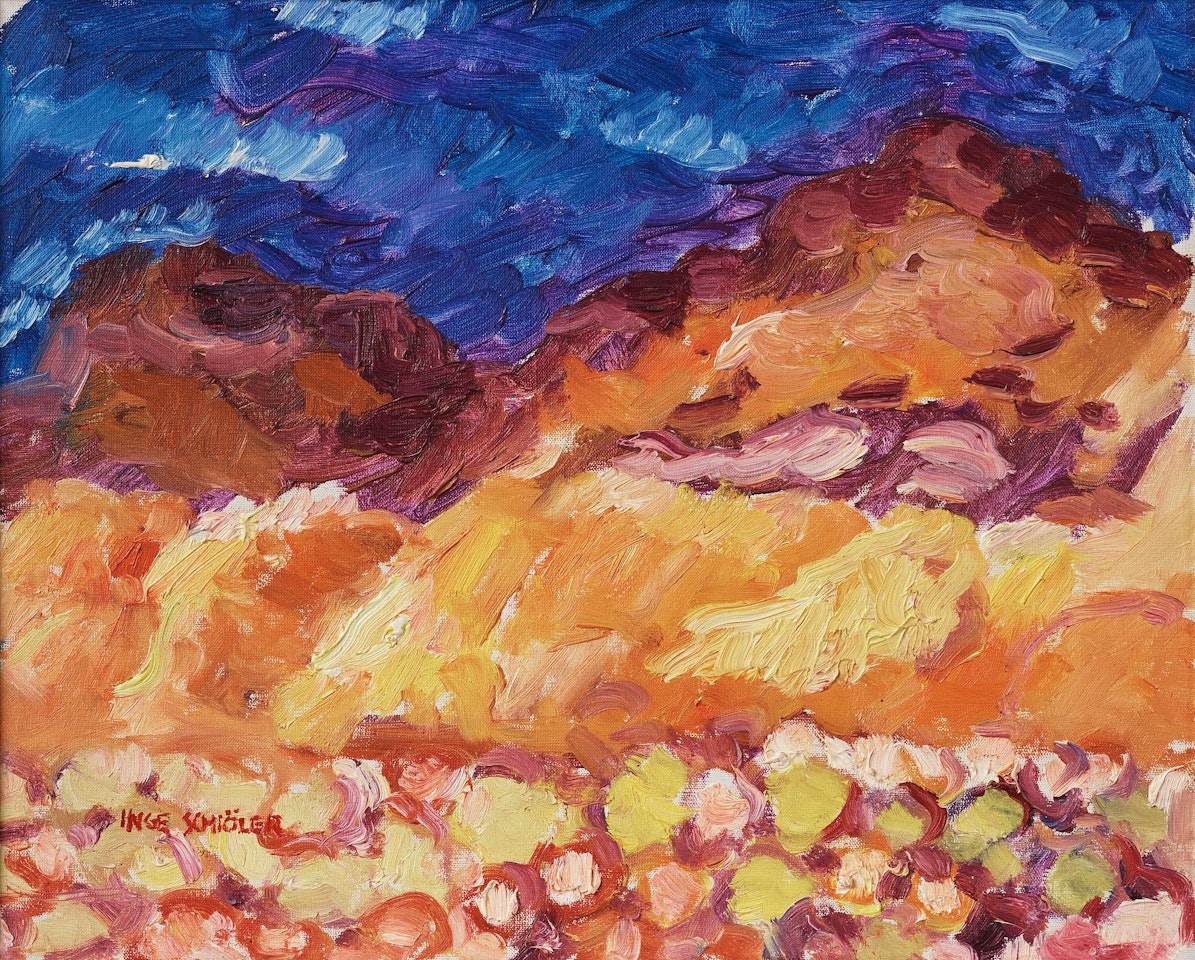 Landscape under a dark blue sky by Inge Schiöler