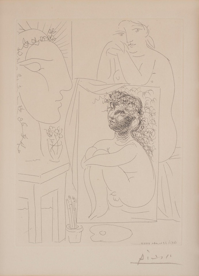 "Modèle Accoudé Sur Un Tableau" from "La Suite Vollard". by Pablo Picasso