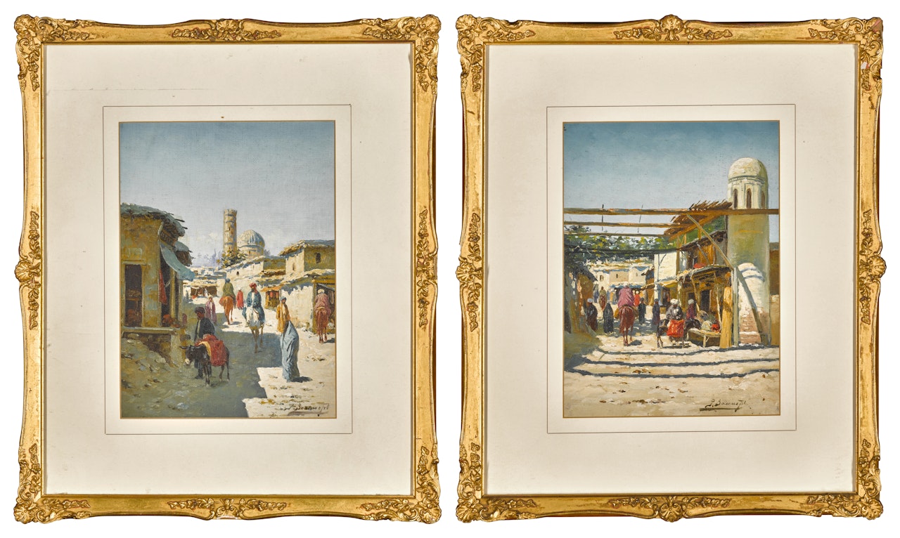 Two Central Asian Street Scenes by Richard Karlovich Zommer