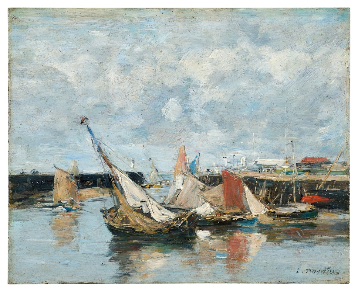 Trouville, barques à marée basse by Eugène Boudin