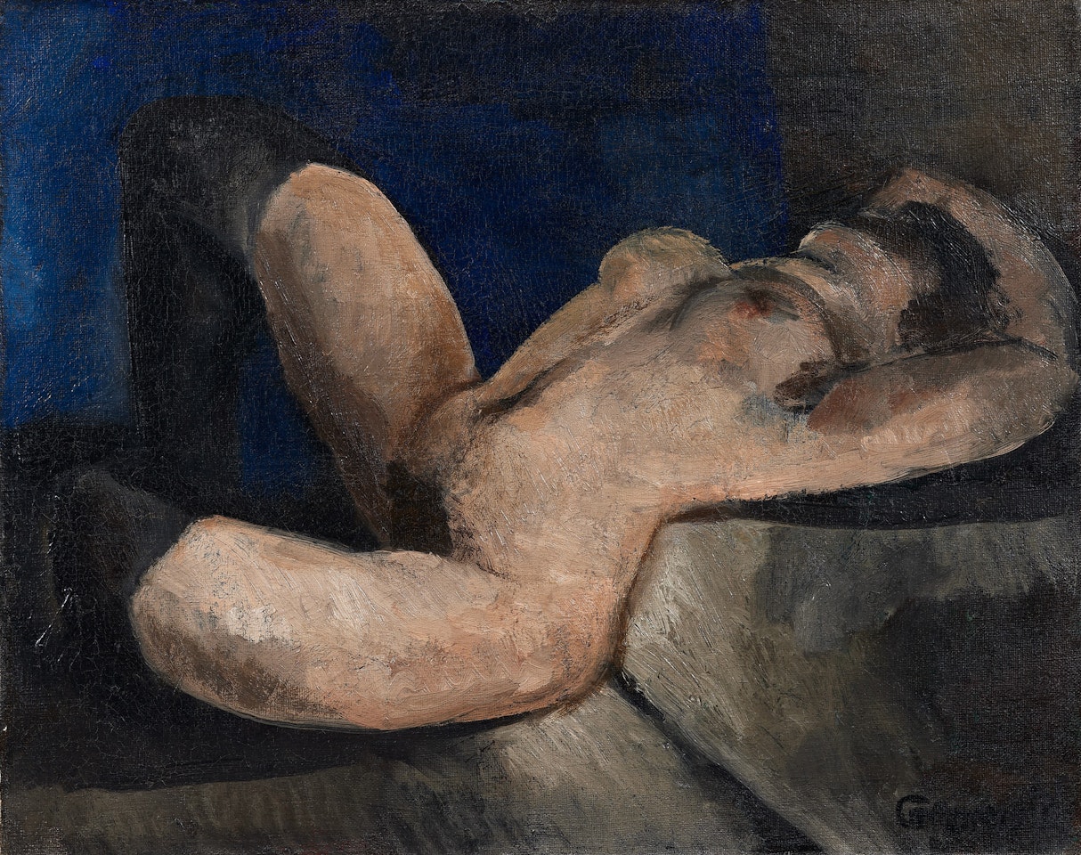 Petit nu couché sur fond bleu by Marcel Gromaire