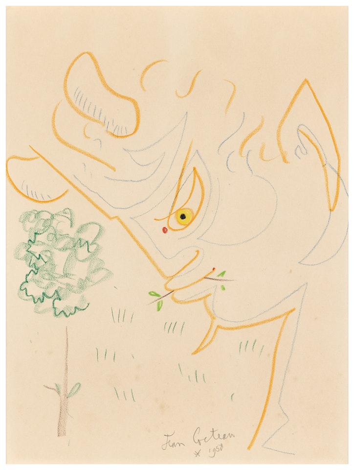 Tête de Faune à la brindille by Jean Cocteau