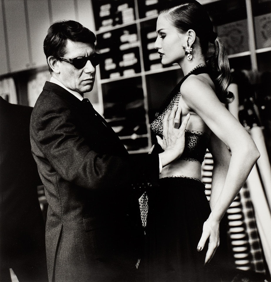 Yves St. Laurent Creating a Dress, Paris by Helmut Newton