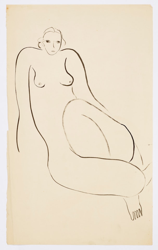 Femme assisse de face jambes plées by Sanyu