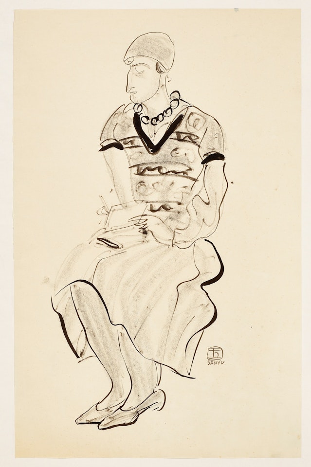 Femme en pul jacquard by Sanyu