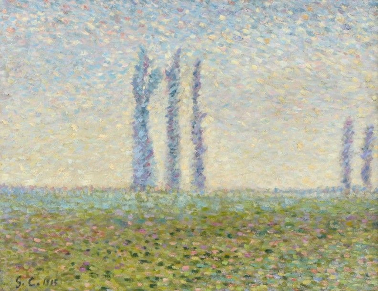 Landscape with poplars by Gustave Cariot