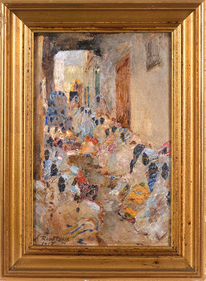 Lively oriental alley by Alexandre Roubtzoff