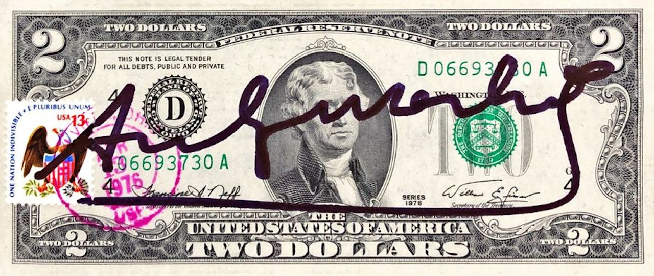2 Dollar bill by Andy Warhol
