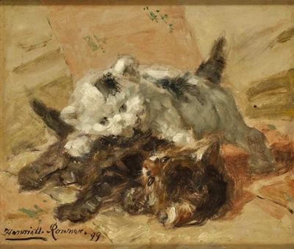 Cats Playing by Henriette Ronner-Knip
