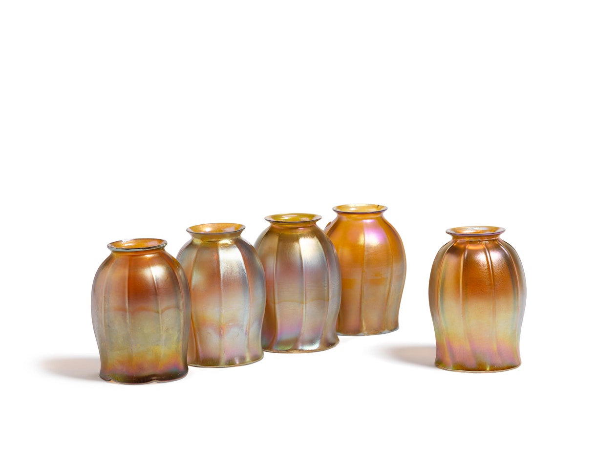 Five Tiffany Studios Favrile Glass Shades by Tiffany Studios