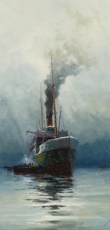 Ship at full steam by Sydney Mortimer Laurence
