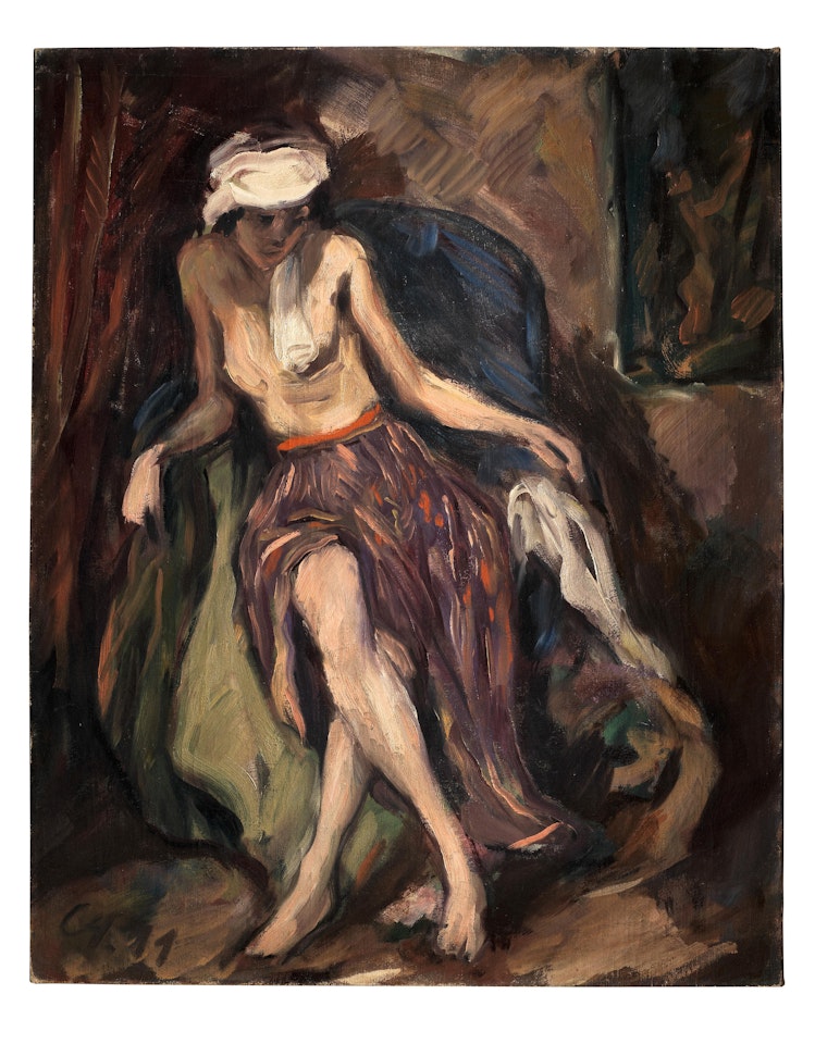 Sitzender indischer Halbakt by Karl Hofer