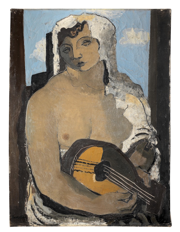 Jeune femme à la mandoline by Jean Souverbie