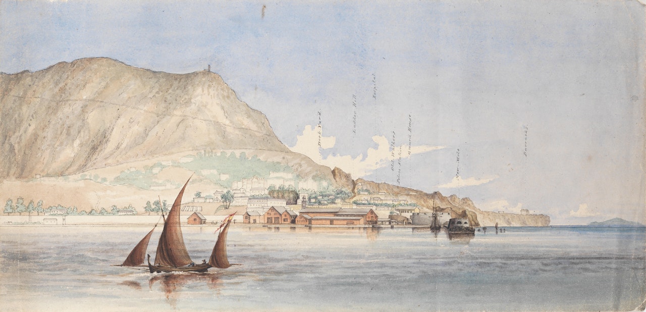 An early view of Gibraltar with landmarks by English School