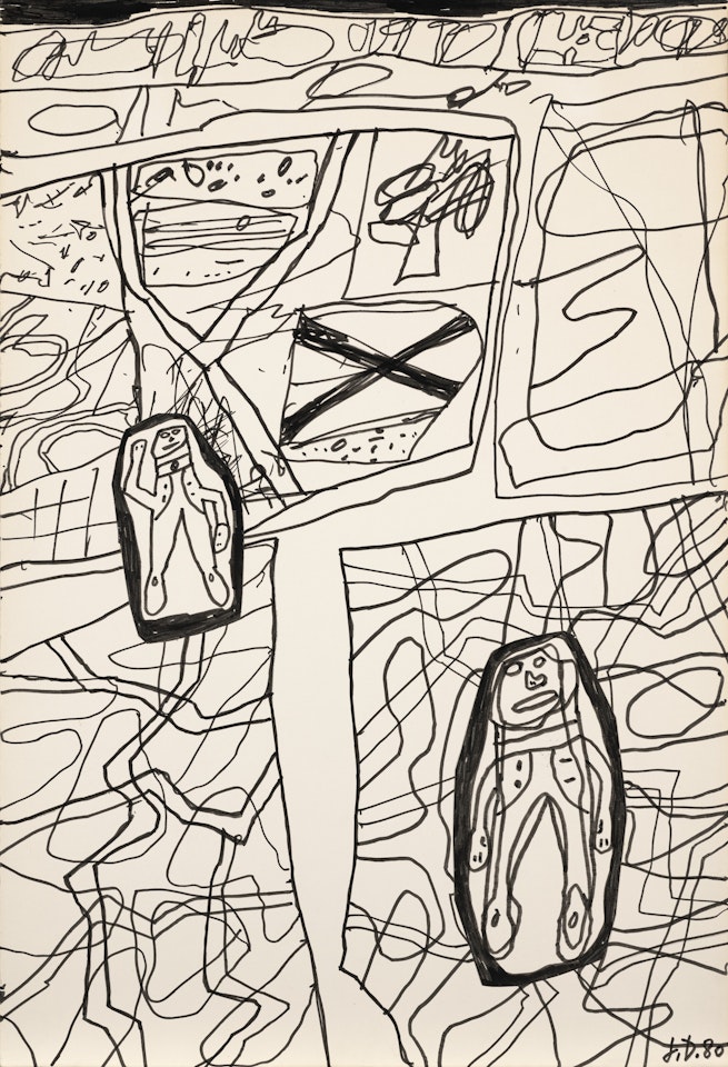 Paysage chamanique avec 2 Personnages by Jean Dubuffet