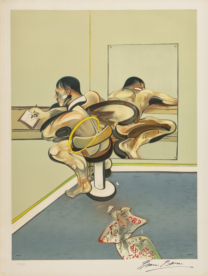 Homme écrivant reflété dans un miroir by Francis Bacon